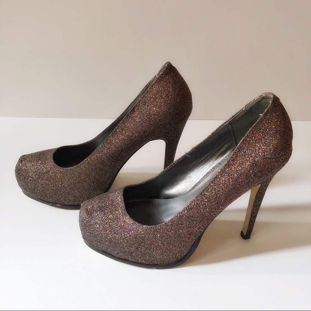 [Madden Girl] Black Glitter Platform Heels